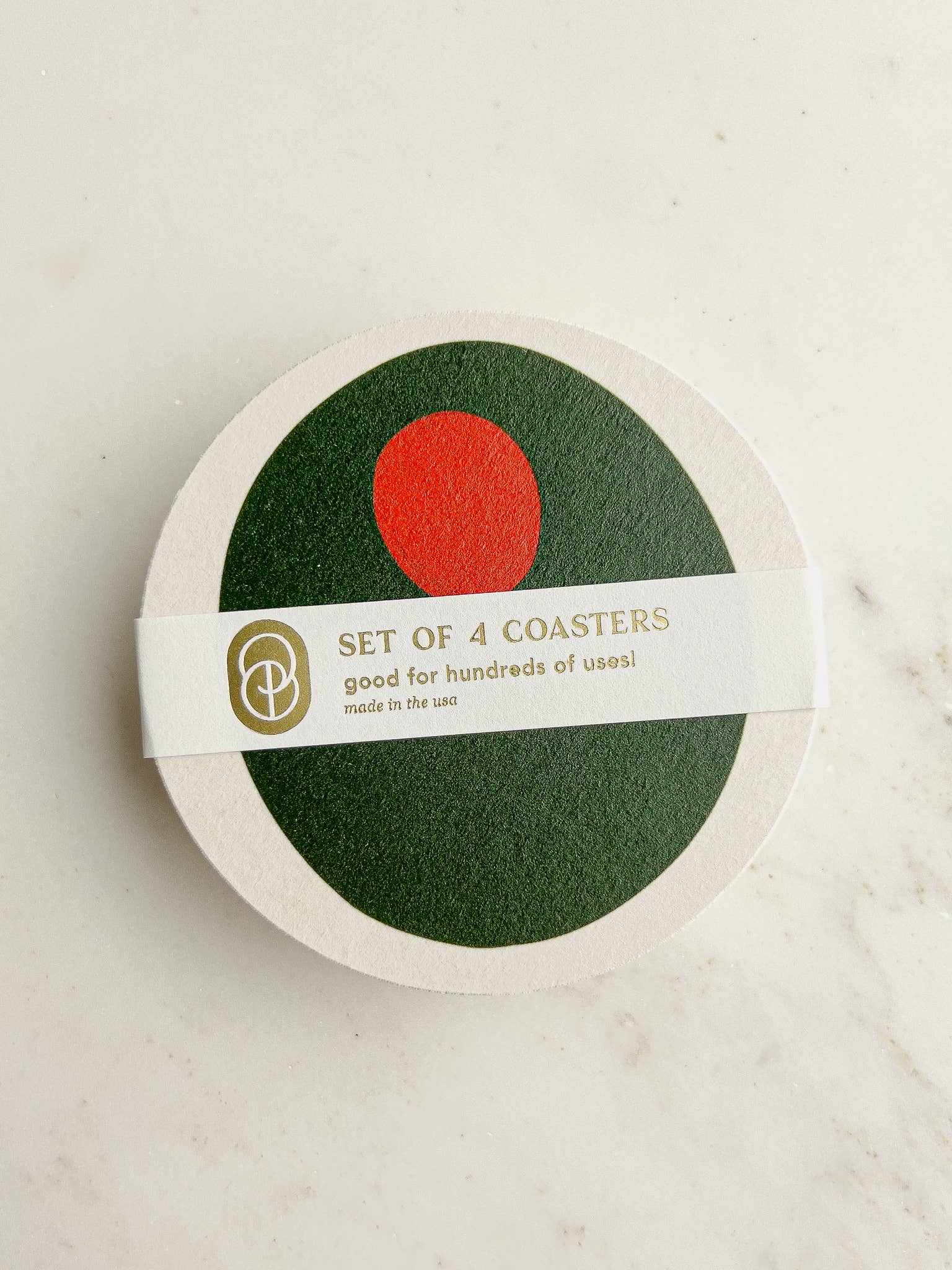 Pimento Olive Coasters, Set of Four - Time's Reel