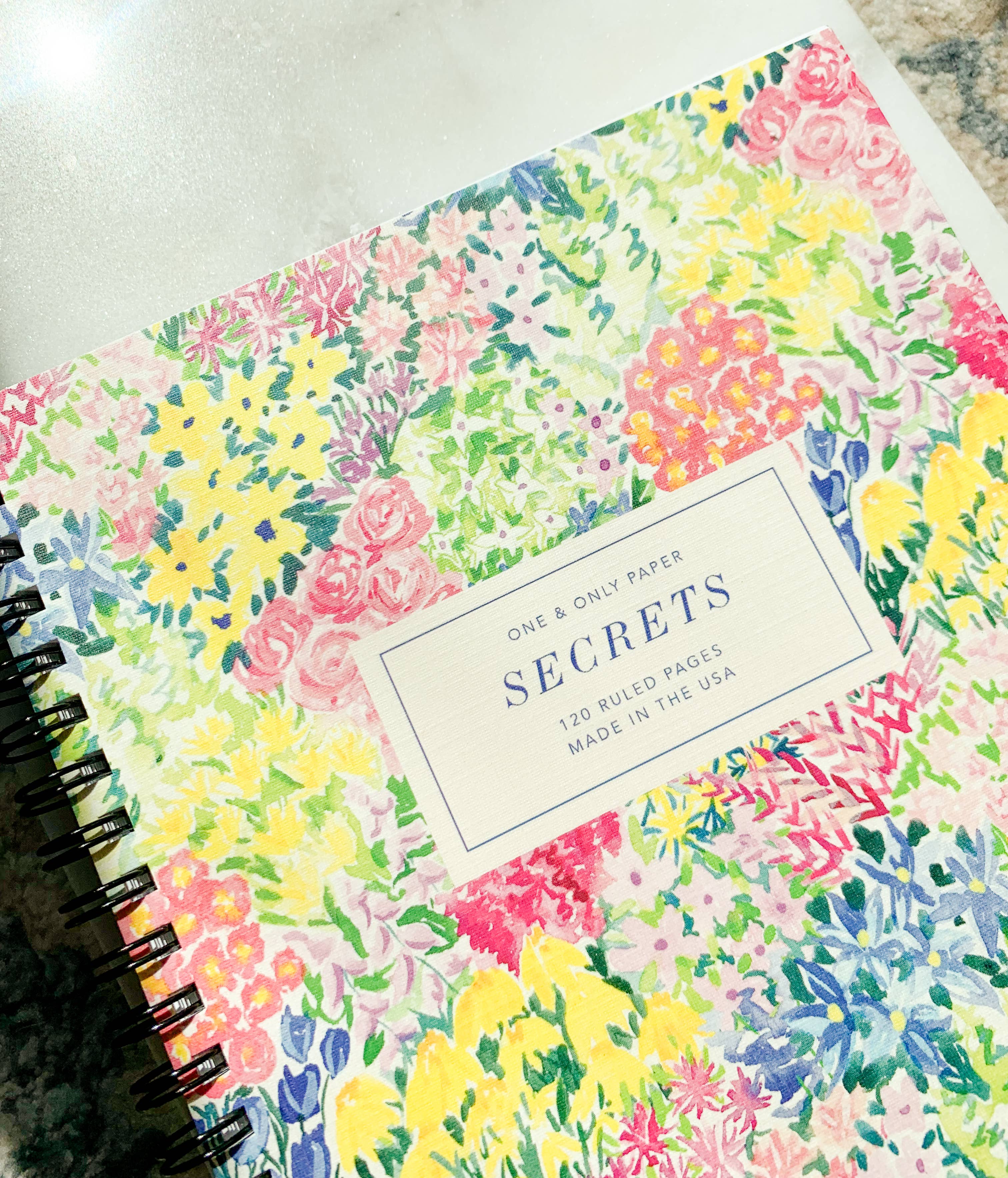 Secrets Floral Wire Spiral Bound Lined Notebook - Time's Reel