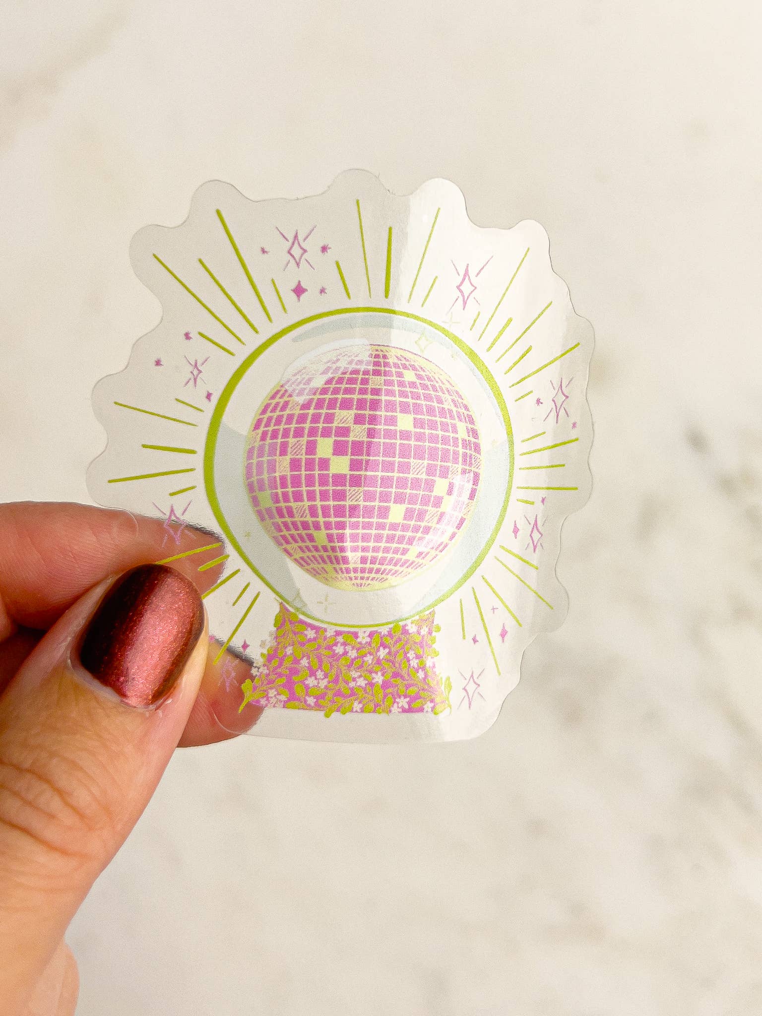 Disco Vision Crystal Ball Transparent Sticker - Time's Reel