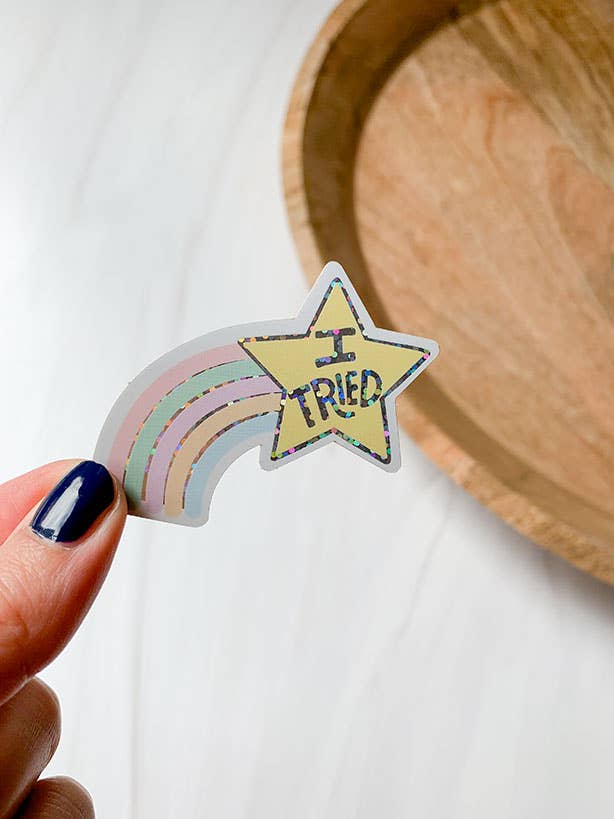 I Tried Shooting Star Glitter Sticker - Time's Reel
