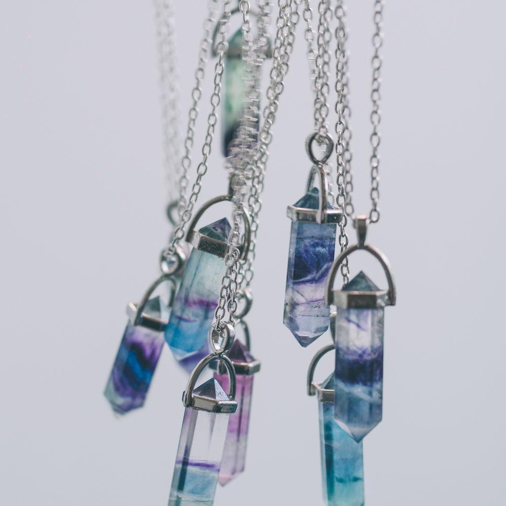 Rainbow Fluorite Crystal Necklace - timesreel
